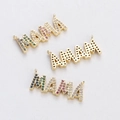 Gold-plated MAMA letter pendant featuring colorful cubic zirconia pave setting - MAMA Pave Colorful Rhinestone Style (YJ017-15)