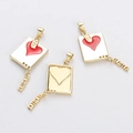 Golden heart envelope charm pendant with mama lettering for mother day jewelry - Red Enamel Heart Envelope Pendant (YJ016-3)