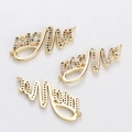 Gold-plated MAMA and MOM charms with colorful cubic zirconia micro-pave setting - Mama and Mom Colorful Stone Style (YJ017-16)