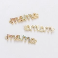 Three gold MAMA charms for jewelry making featuring colorful zircon stones and plain finish - mama Colorful Rhinestone Connection Style (YJ017-18)