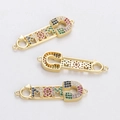 Three-piece set of gold MOM safety pin pendants with colorful zircon stone inlay - MOM Safety Pin Shape Colorful Style (YJ017-19)