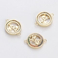Golden MAMA charm with rainbow zircons and dual loops for DIY jewelry making - MAMA Round Hollow Colorful Style (YJ017-21)