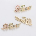 Golden Mama letter charms with colorful rainbow crystals for necklaces and bracelets - Mama Script Letter Colorful Style (YJ017-22)