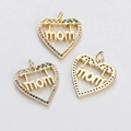 Ciondolo mom dorato a forma di cuore con pietre di zirconia colorate e anello - Ciondolo Lettera mom Cuore Strass Multicolore (YJ016-19)