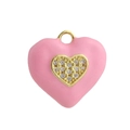 Chic pink heart pendant with gold frame and micro-pave white zircon stones for jewelry DIY - Light Pink Enamel Heart (07)