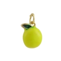 Mini pendentif fruit jaune avec feuilles vertes et anneau doré pour bijoux DIY - Citron