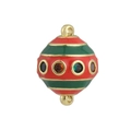 Bohemian enamel egg pendant with red and green stripes and inlaid cubic zirconia - Red And Green Christmas Style (03)