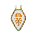 Luxurious 18k gold plated shield pendant with Hamsa symbol and colorful zircons - Shield Hamsa Hand White Style (06)