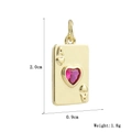 Détails du pendentif As de Cœur plaqué or 18k avec dimensions et mesures précises - Carte à Jouer As de Cœur Style 1