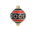 Bohemian enamel egg pendant with blue and red zircon inlay and dual connector rings - Blue And Red Striped Style (01)