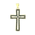 Detail of gold-plated hollow cross pendant with micro-set blue zircon stones - Gold Hollow Cross Blue Stones (10)