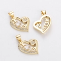 Ciondolo MOM a forma di cuore dorato con cristalli brillanti per creazione di gioielli - Ciondolo Cuore MOM Pietra Principale (YJ016-23)