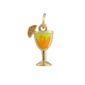 Detail eines Cocktailglas-Anhängers mit gelber Emaille und Orangenakzent - Cocktailglas Mit Orangenscheibe