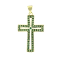 Luxurious gold-plated cross pendant with micro-paved green cubic zirconia stones - Gold Hollow Cross Green Stones (11)