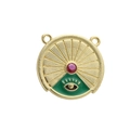 Detailed macro of 18k gold plated tarot pendant with evil eye and sunburst design - Round Evil Eye Sun Texture Style (11)