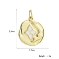 Pendentif rond irrégulier en or 18k avec émail étoile et détails sur les dimensions - Rond Émail Étoile à Quatre Branches