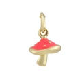 Mini roter Emaille-Pilzanhänger mit goldenen Punkten und Öse für DIY-Schmuck - Roter Pilz-Stil