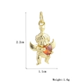Détail du pendentif ange Cupidon plaqué or 18k avec pierre de coeur rouge et mesures - Ange Pierre Cœur