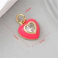 Pink enamel heart pendant with zircon stone in gold-plated frame, 14.3mm height - Light Pink Inlaid Zircon Heart (10)