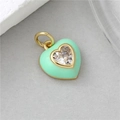 Fashion heart pendant with mint green enamel and sparkling zircon in gold finish - Mint Green Zircon Heart (12)