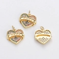 Ciondolo a cuore MAMA dorato con zirconi colorati per gioielli festa della mamma - Ciondolo Cuore Barra MAMA Strass Multicolore (YJ016-27)