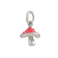 Mini roter Pilzanhänger aus versilbertem Kupfer mit Emaille für DIY-Schmuckarmbänder - Silbersockel Pilzstil