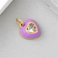 Fashionable purple enamel heart pendant with cubic zirconia and gold finish detail - Violet Zircon Heart (14)