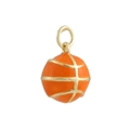DIY Basketball-Anhänger mit orangefarbener Emaille und goldenen Linien für Schmuck - Orange Basketball Form
