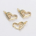 Set di ciondoli MOM a cuore dorato con zirconi colorati per collane o braccialetti - Ciondolo Cuore MOM Cavo Vite Strass Multicolore (YJ016-28)