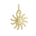 Vue détaillée du pendentif soleil plaqué or 18 carats avec perle et rayons torsadés - Style Soleil avec Perle (05)