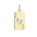 Détail macro du pendentif As de Cœur plaqué or 18 carats avec zircon étincelant en cœur - Carte à Jouer As de Cœur Style 2