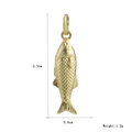 Macro detail of a 2.3cm golden fish pendant with scales and dimensions on white background - 3D Gold Scales Fish (13)