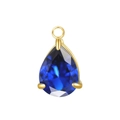 Fashionable gold-plated pear-cut dark blue zircon heart DIY charm for necklaces - Deep Blue Teardrop Zircon (15)