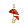Roter Pilz Anhänger mit goldenen Punkten und Emaille für DIY Schmuckherstellung - Doppel-Pilz-Form