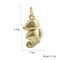 Macro view of gold seahorse pendant with dimensions 2.0cm height and 1.0cm width - Mirror Gold Seahorse (17)