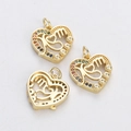 Set di ciondoli MOM a cuore dorati con zirconi cubici colorati e eleganti cristalli bianchi - Ciondolo Cuore MOM Doppio Lato Strass Multicolore (YJ016-30)