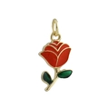 Miniatur Anhänger rote Rose mit grünen Blättern und Vergoldung für DIY Schmuck - Rote Rose Stil