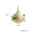 Detail of fish pendant showing 1.5cm height and engraved scales in 18k gold finish - Rounded Gold Small Fish (18)