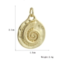 Detailed view of gold-plated nautilus shell pendant with 2.1cm and 1.5cm measurements - Gold Nautilus (19)