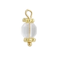 Macro shot of 18k gold plated pendant with multifaceted clear stone and floral metal spacers - Transparent Faceted Lantern Pendant (04)