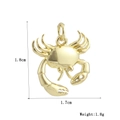Détails des dimensions d'un pendentif crabe plaqué or 18 carats mesurant 1,8cm par 1,7cm - Pendentif de Connexion Crabe Brillant (12)