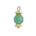 Close-up of faceted green gemstone pendant with 18k gold-plated beads for DIY jewelry making - Dark Green Faceted Aventurine (09)