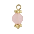 Close-up of a faceted pink stone pendant with 18k gold-plated gear-shaped spacers - Pink Faceted Bead Pendant (10)
