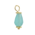 Detail of water drop-shaped light blue faceted stone pendant with 18k gold-plated caps - Light Blue Teardrop Faceted (11)
