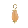 Detailed close-up of faceted orange teardrop gemstone pendant with 18k gold-plated cap - Orange Teardrop Stone Pendant (12)