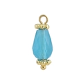 Detail of tear-drop faceted sky blue stone pendant with gold plated metal caps - Sky Blue Faceted Teardrop (13)