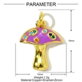 Violetter Emaille-Pilzanhänger mit bunten Zirkon-Akzenten, Größe 19x13 mm aus Kupfer - Violetter Zirkonia Pilz