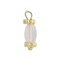 Detailed close-up of 18k gold plated geometric pendant with natural white gemstone - White Oval Translucent Bead (17)