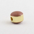 Macro shot of 18k gold plated drum bead with reddish brown stone for DIY jewelry - Red Brown Polished Drum Bead (19)