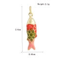 Macro detail of colorful enamel koi fish pendant with gold plating and size dimensions - Gradient Red Pink Fish (02)